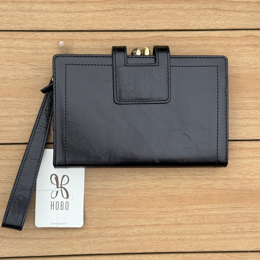 New HOBO Violet Black Leather Wristlet Wallet NWT - Picture 3 of 9
